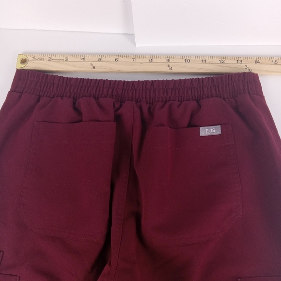Figs Yola Skinny Scrub Pants Womens Size XS Burgundy Medical Drawstring Pockets - Picture 3 of 8